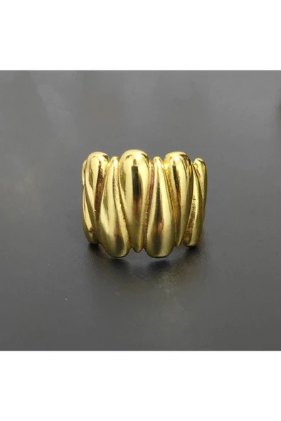 Uzun Damla Altın Kaplama Bijuteri Yüzük ürün görseli