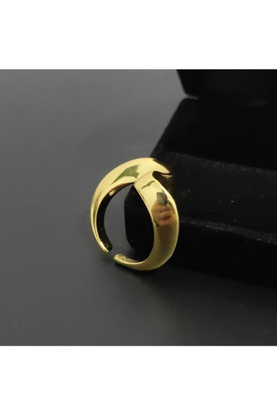 Yarım Sarmal Model Altın Kaplama Bijuteri Yüzük - Resim 3