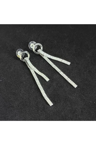 Su yolu Zirkon Taşlı Gümüş Kaplama Bijuteri Küpe ürün görseli