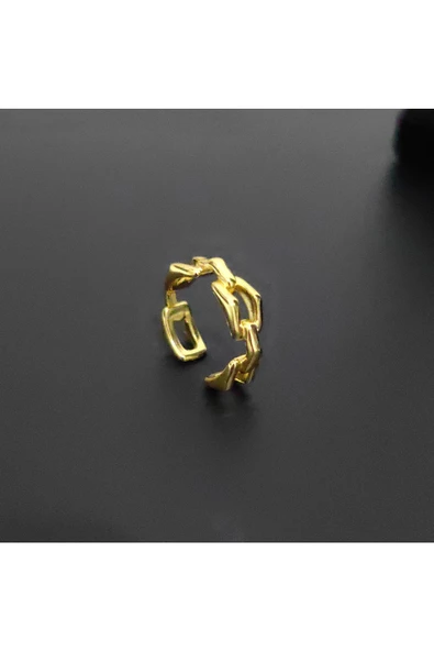 Zincir Modeli Altın Kaplama Bijuteri Yüzük - Resim 2