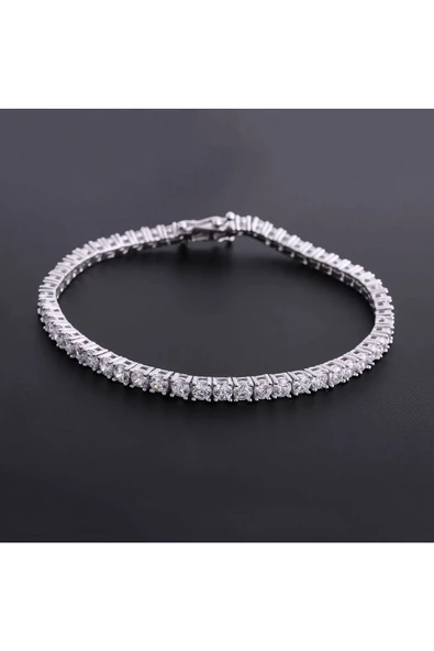 925 Ayar Gümüş Zirkon Taşlı Suyolu Modeli Bileklik - 2