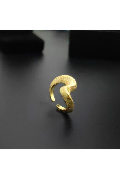 Yarım Sarmal Model Simli Altın Kaplama Bijuteri Yüzük - Resim 2