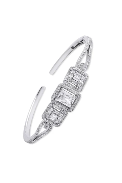 (925 AYAR) Gümüş Baget Taşlı Estetik Bilezik ürün görseli