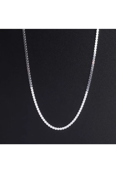 Unisex Zincir Kolye Ürgü Modeli 59 cm 925 Ayar Gümüş - Resim 2