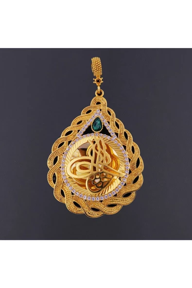 Damla Tuğralı Modeli 6.5 cm Bijuteri Kolye Ucu 22 Ayar Altın Kaplama ürün görseli