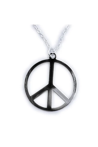 Barış (PEACE) Modeli Zincirli Bay- Kolye Ucu 925 Ayar Gümüş - 1