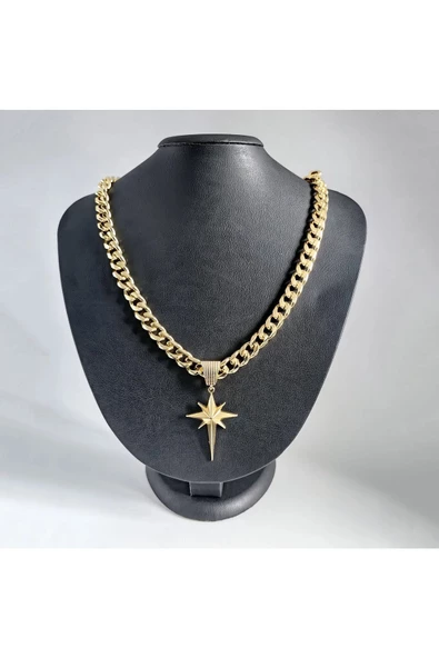 Kutup Yıldızı Gurmet Modeli Kalın Zincir Bijuteri Kolye ürün görseli