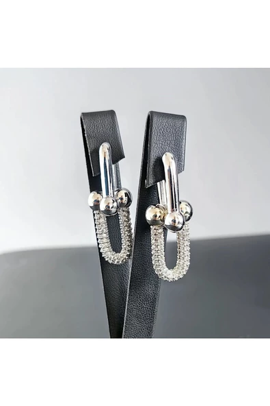 Zirkon Taşlı Gümüş Kaplama Bijuteri Küpe3 ürün görseli