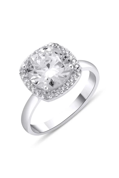 Büyük Tek Taşlı Yüzük 925 Ayar Gümüş ürün görseli