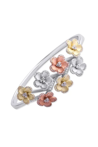 (925 AYAR) Gümüş Bahar Dalı Renkli Elegans Bilezik