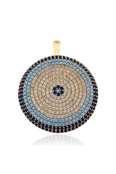 Üç Renk Zirkon Taşlı Nazar Boncuğu Bijuteri Kolye Ucu 22 Ayar Altın Kaplama ürün görseli