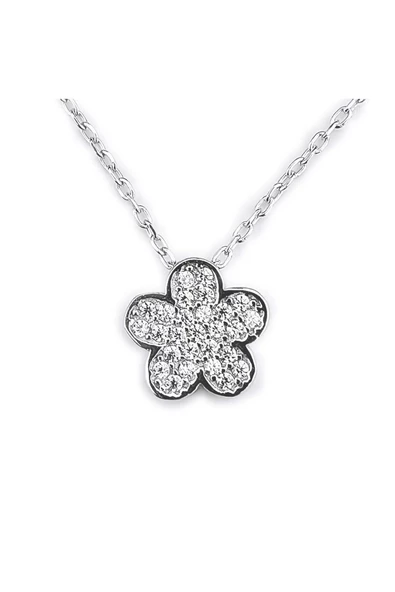 Papatya Modeli Zincirli Kolye Ucu 925 Ayar Gümüş ürün görseli