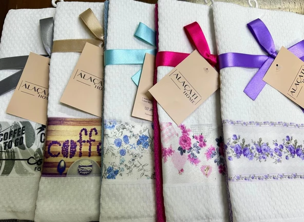 NİVEMESHOME 2 Lİ TURKUAZ-BEYAZ ASORTİ MODEL MUTFAK HAVLUSU - 3