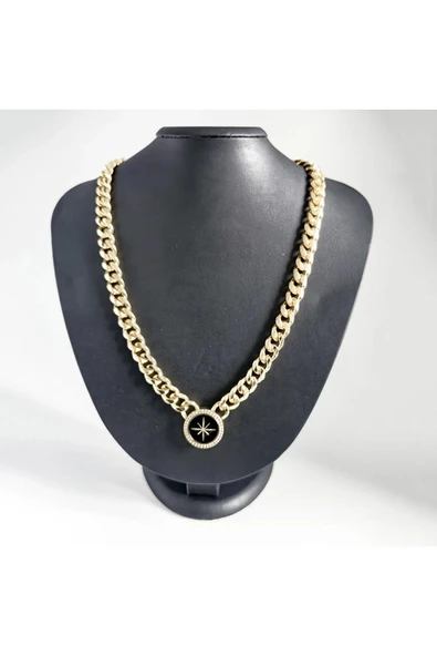 Yuvarlak Kutup Yıldızı Gurmet Modeli Kalın Zincir Bijuteri Kolye ürün görseli