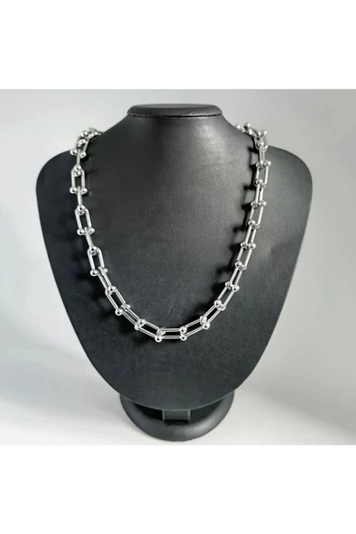 Kalın Zincir Gümüş Kaplama Bijuteri Kolye1 ürün görseli