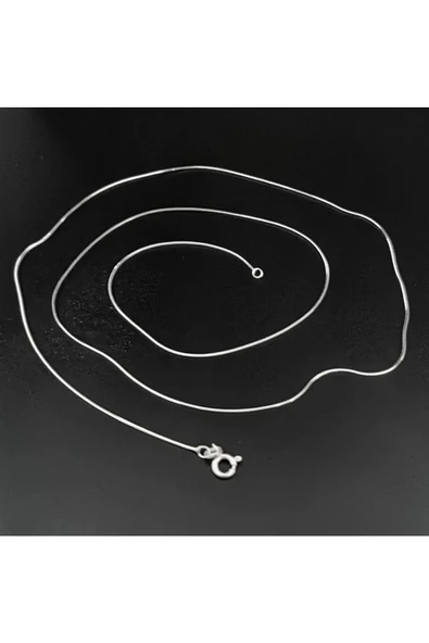 Unisex Kalemli (Simli Parlak) Zincir Kolye 52 cm 925 Ayar Gümüş - Resim 2