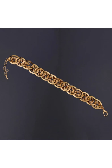 Bijuteri Kalın Bileklik Zincir 22 Ayar Altın Kaplama - Resim 2
