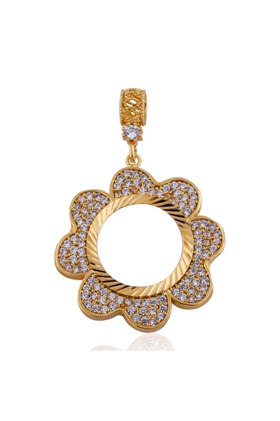 Çiçek Motifli 1 Bijuteri Kolye Ucu 22 Ayar Altın Kaplama - 2