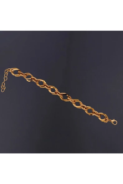 Bijuteri Kalın Bileklik Zincir2 22 Ayar Altın Kaplama - Resim 2