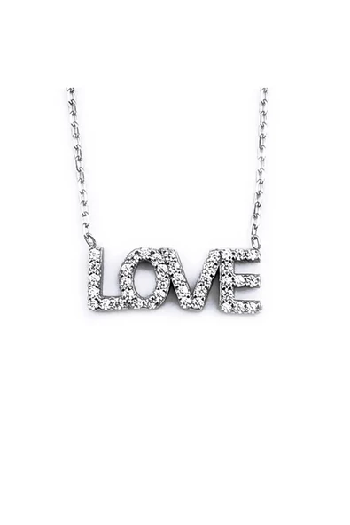 Love Modeli Zincirli Kolye Ucu 925 Ayar Gümüş ürün görseli