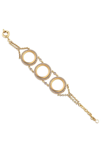 Zirkon Taşlı Üçlü Çeyreklik Zincir1 Bileklik 22 Ayar Altın Kaplama ürün görseli