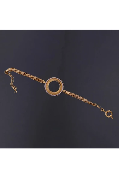 Pullu Zincir Çeyreklik Bileklik 22 Ayar Altın Kaplama - Resim 2