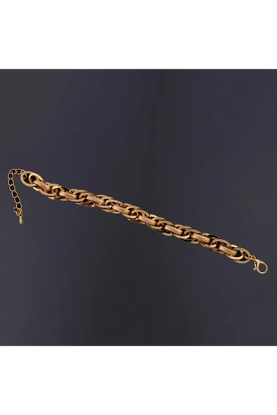 Bijuteri Kalın Bileklik Zincir1 22 Ayar Altın Kaplama - Resim 2