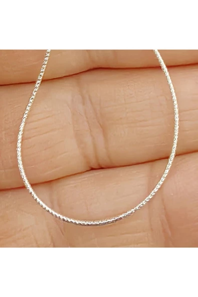 Unisex Kalemli (Simli Parlak) Zincir Kolye 52 cm 925 Ayar Gümüş ürün görseli