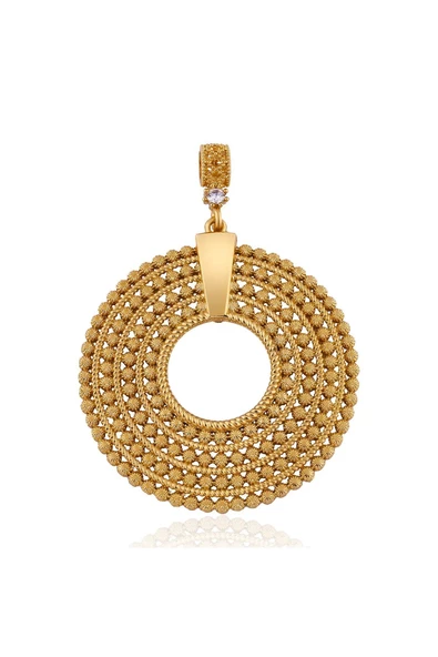 Yuvarlak Çeyreklik 6 cm Bijuteri Kolye Ucu 22 Ayar Altın Kaplama - Resim 2