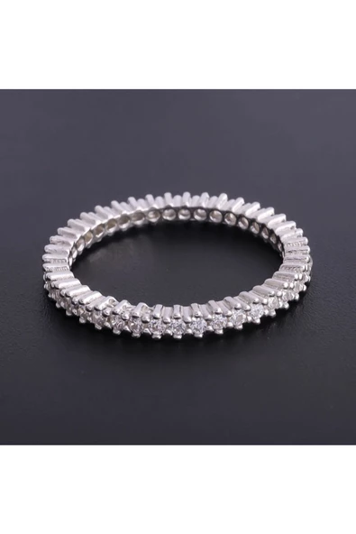 Tamtur Taşlı Frapan Yüzük 925 Ayar Gümüş - Resim 2