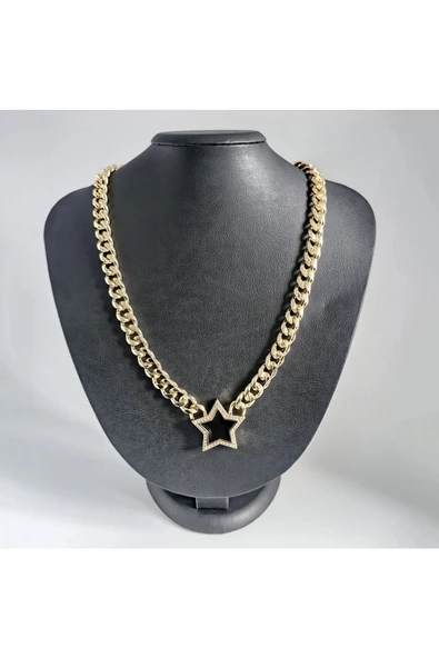 Yıldız Modeli  Gurmet  Kalın Zincir Bijuteri Kolye ürün görseli