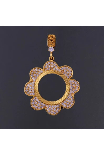Çiçek Motifli 1 Bijuteri Kolye Ucu 22 Ayar Altın Kaplama