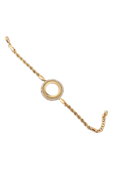 Zirkon Taşlı Çeyreklik Burgu Zincir4 Bileklik 22 Ayar Altın Kaplama ürün görseli