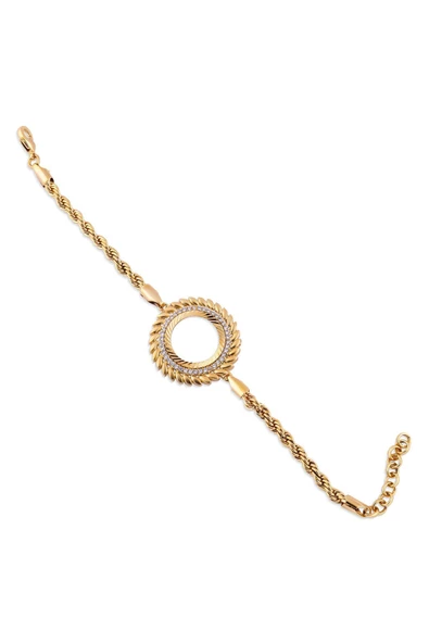 Zirkon Taşlı Çeyreklik Burgu Zincir3 Bileklik 22 Ayar Altın Kaplama ürün görseli