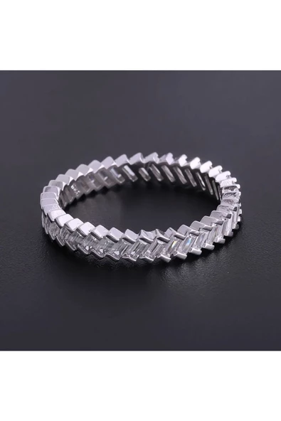 Tam Tur Taşlı Model Yüzük 925 Ayar Gümüş - Resim 2