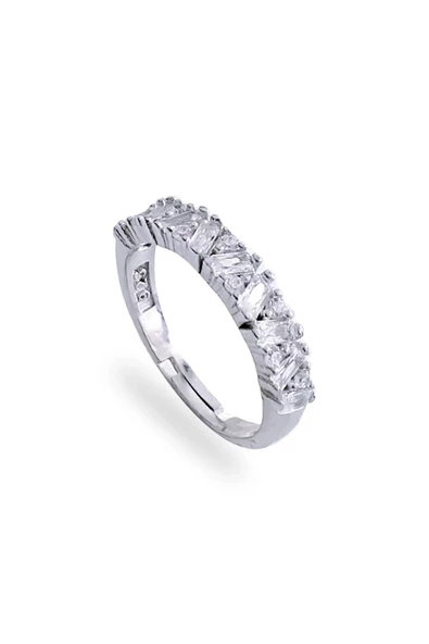 Sıralı Baget Taşlı Frapan Yüzük 925 Ayar Gümüş ürün görseli