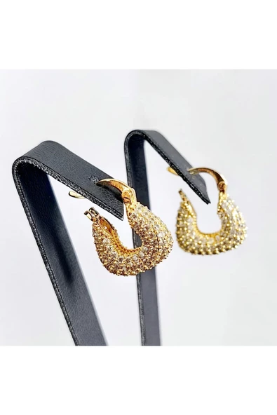 Radüslü Çanta Modeli Altın Kaplama Bijuteri Küpe ürün görseli