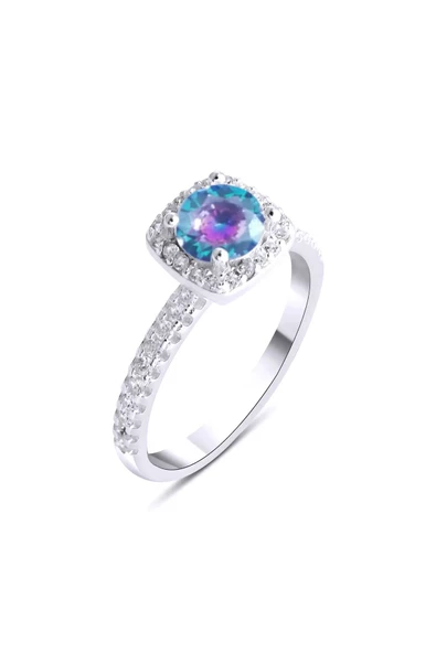 Tek Taş Antrasit Renkli Yüzük 925 Ayar Gümüş ürün görseli