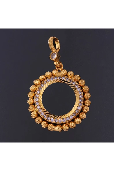 Zirkon Taşlı Çeyrek Altınlık Bijuteri Kolye Ucu 22 Ayar Altın Kaplama ürün görseli