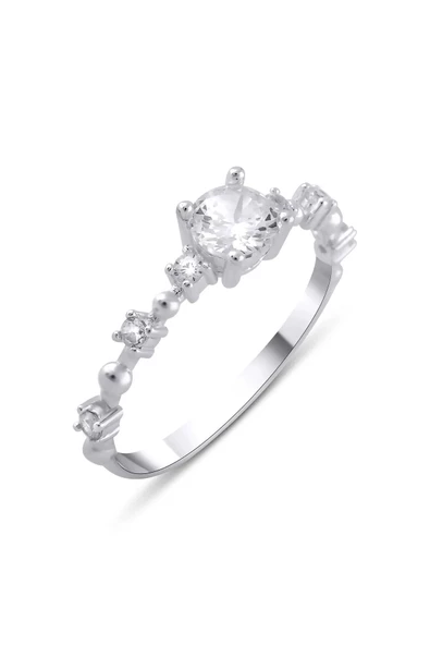 Zirkon Taşlı Ince Yüzük 925 Ayar Gümüş ürün görseli