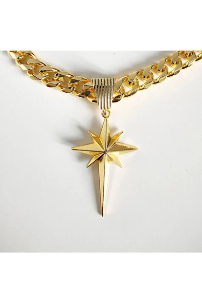 Kutup Yıldızı Gurmet Modeli Kalın Zincir Bijuteri Kolye - Resim 2