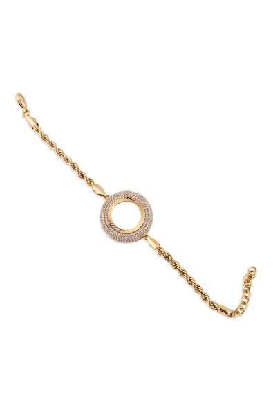 Zirkon Taşlı Çeyreklik Burgu Zincir1 Bileklik 22 Ayar Altın Kaplama ürün görseli