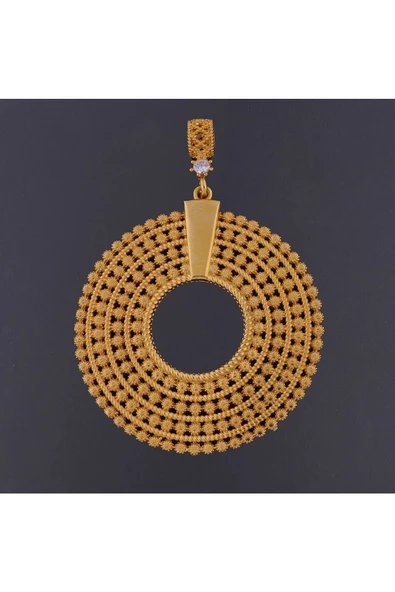 Yuvarlak Çeyreklik 6 cm Bijuteri Kolye Ucu 22 Ayar Altın Kaplama ürün görseli