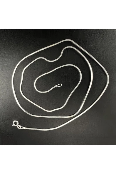 Unisex İnce Kare  Zincir Kolye 56 cm 925 Ayar Gümüş - Resim 2