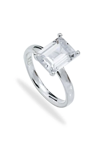 Baget Tek Taş Frapan Yüzük 925 Ayar Gümüş ürün görseli