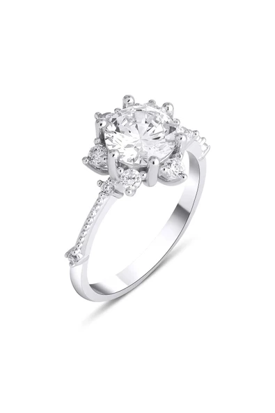 Tek Taş Kar Tanesi Yüzük 925 Ayar Gümüş ürün görseli