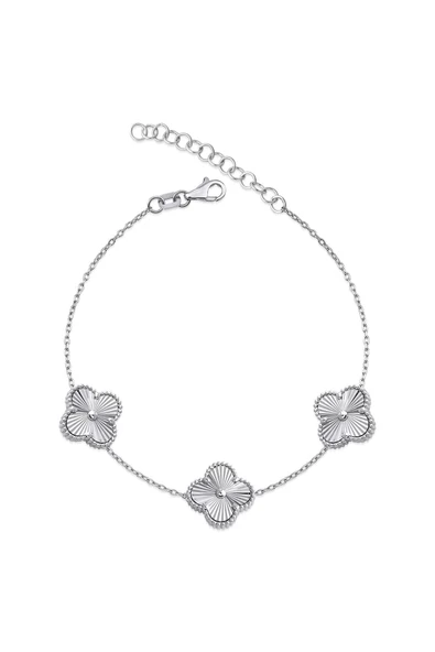 Sade Zirkon Taşlı Üçlü Yonca 1.5 Cm Zincirli Bileklik 925 Ayar Gümüş ürün görseli