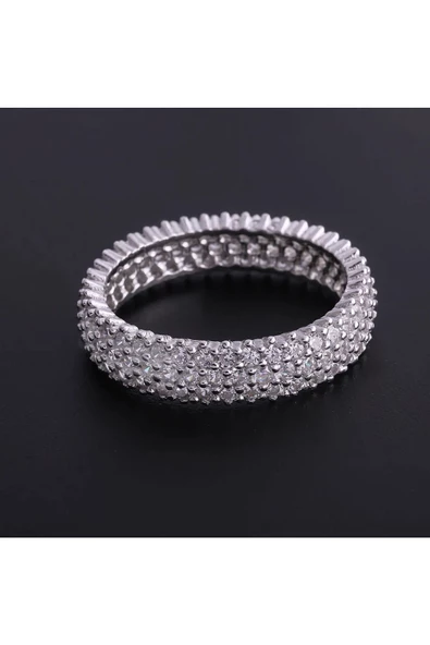 Tam Tur Taşlı Ve Bombeli Estetik Yüzük 925 Ayar Gümüş - Resim 2