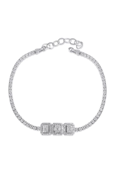 (925 AYAR) Gümüş Zirkon Taşlı Zincirli Suyolu Bileklik ürün görseli