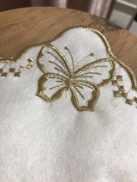 NİVEMESHOME KELEBEK GOLD KARE (6 ADET) KETEN KOKTEYL PEÇETESİ KAHVE YANI SUNUMLUK - 3